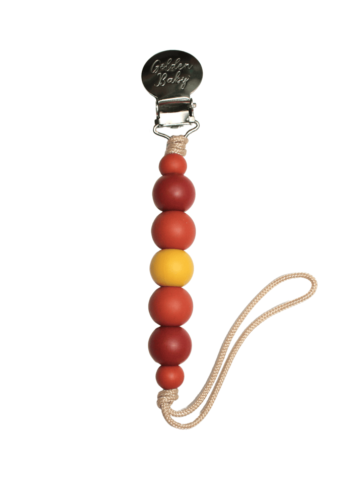 Baby Autumn Leaves // Pacifier Clip Golden Baby