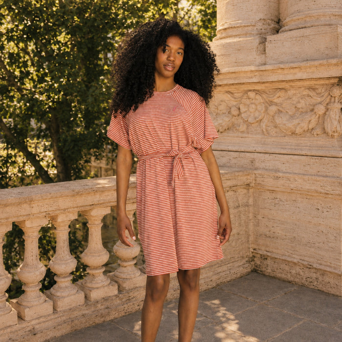 Barcelona Breastfeeding T-Shirt Dress Rusty Striped