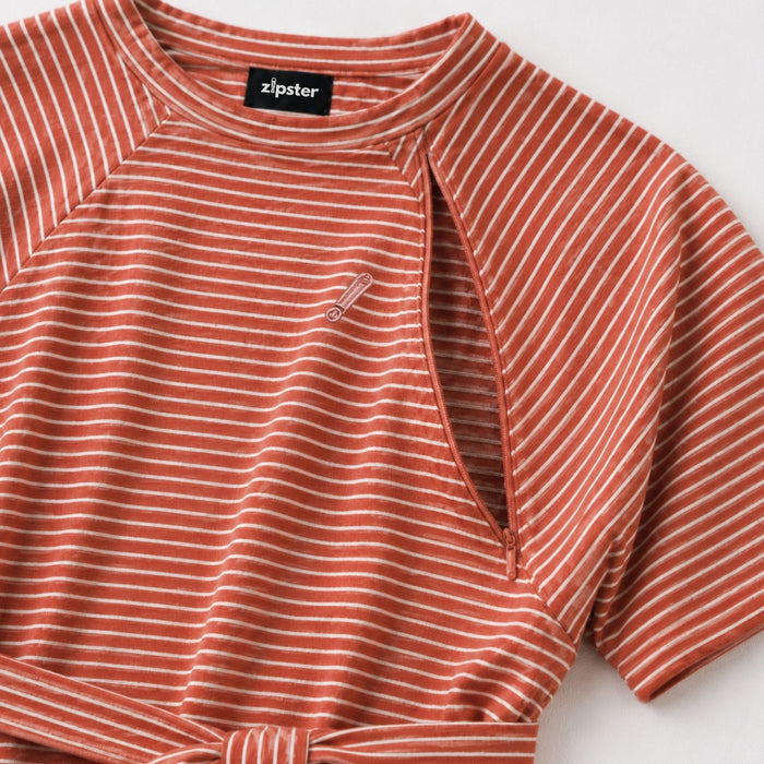 Barcelona Breastfeeding T-Shirt Dress Rusty Striped