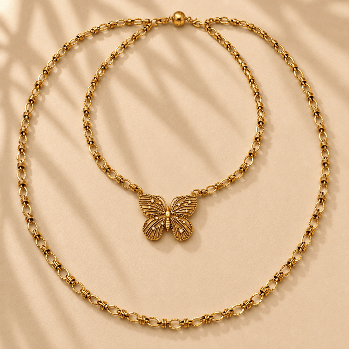 Be Grateful Loving Present Butterfly Chain Necklace
