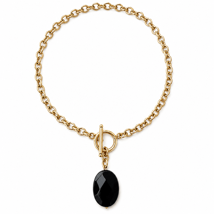Black Onyx Choker & Huggie Earring Set