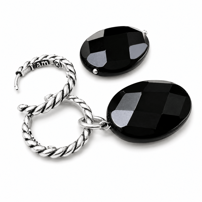Black Onyx Huggie Earrings