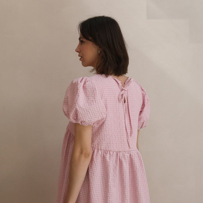 Breastfeeding Balloon Sleeve Dress Pink