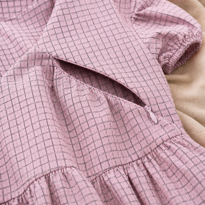 Breastfeeding Balloon Sleeve Dress Pink