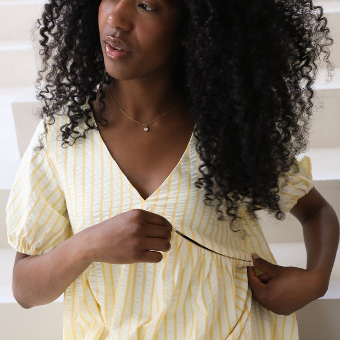 Breastfeeding Mini Balloon Sleeve Dress Yellow