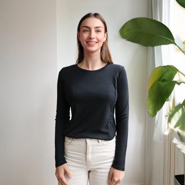 Breastfeeding T-Shirt Long Sleeve Black