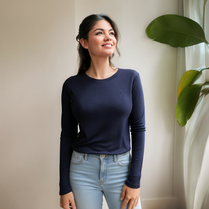 Breastfeeding T-Shirt Long Sleeve Navy Blue