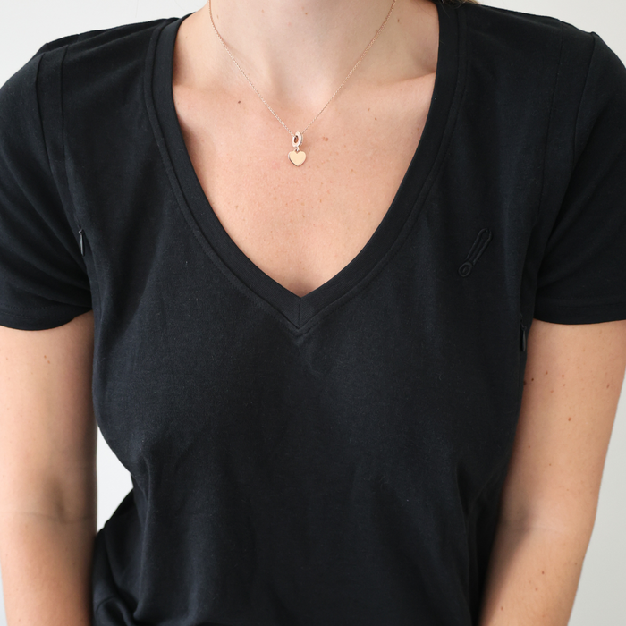 Breastfeeding T-Shirt V-Neck Black