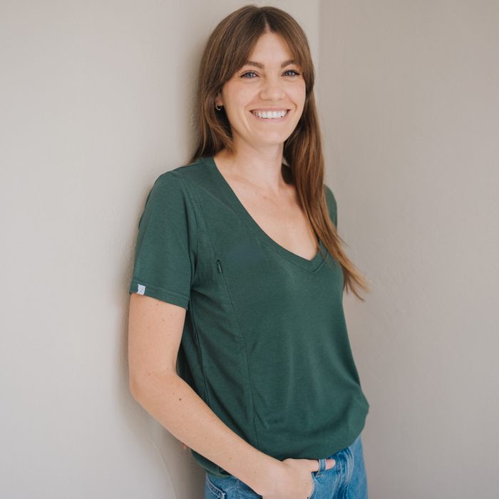 Breastfeeding T-Shirt V-Neck Forest Green