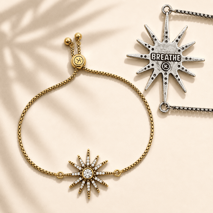 Breathe Crystal Starburst Adjustable Chain Bracelet