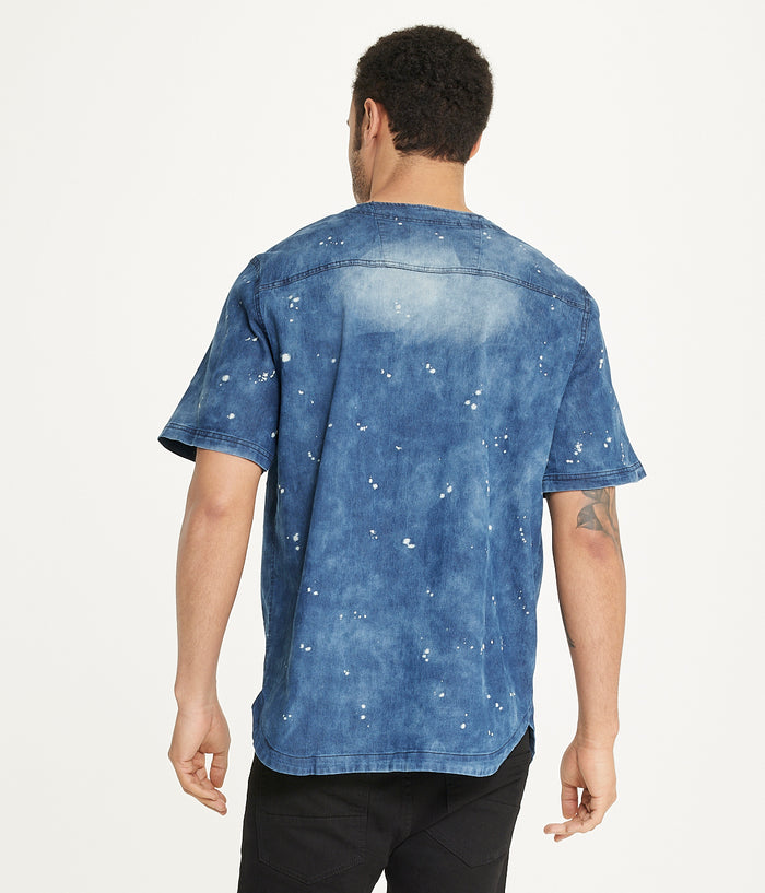 Brooklyn Laundry Men's Baseball Denim Shirt  Denim Bleach