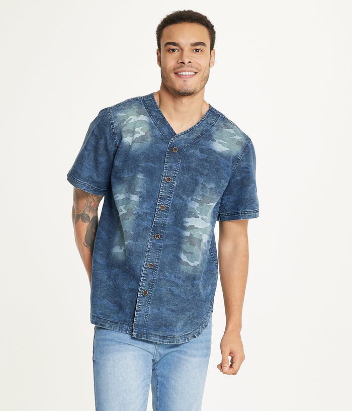 Brooklyn Laundry Men's Baseball Denim Shirt Navy