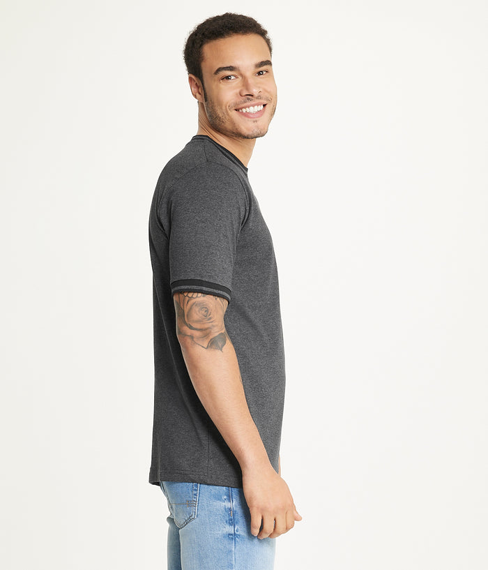 Brooklyn Laundry Men's Contrast Color Embroidery Ringer Tee Shirt
