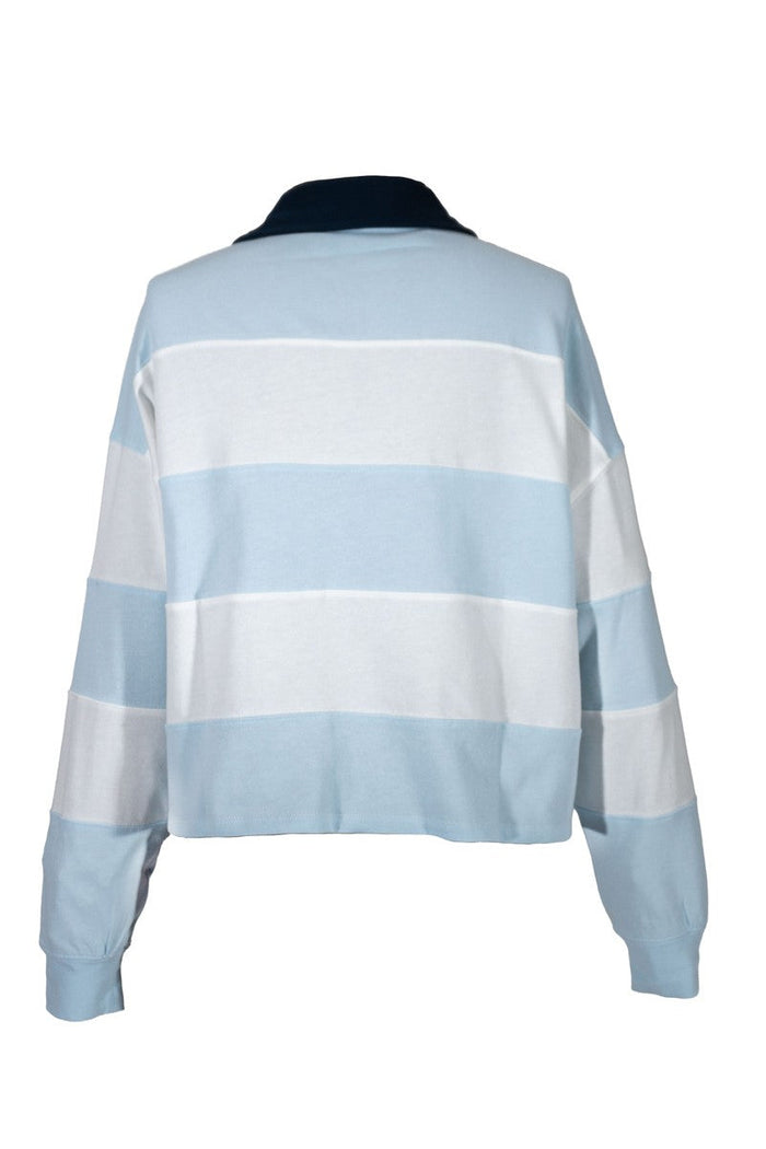 California Striped Graphic Long-Sleeve Polo Top