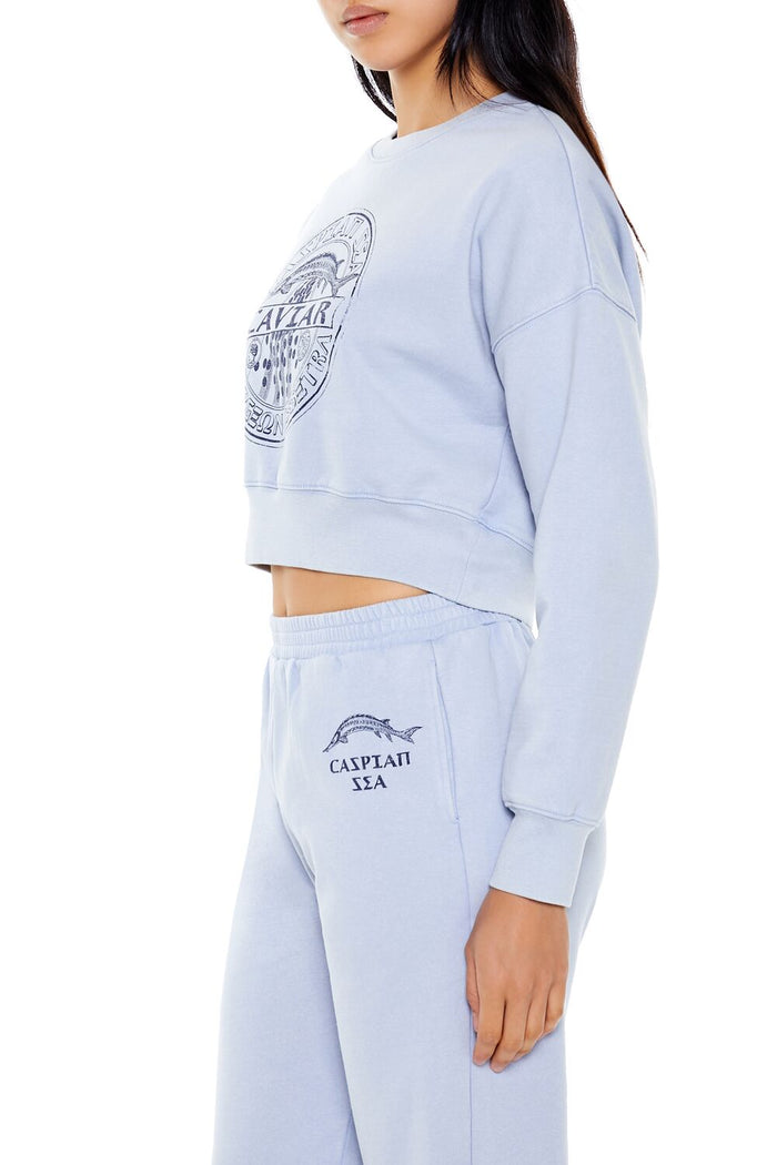 Caviar Graphic Cropped Pullover