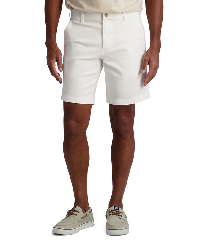 Chaps Mens 9 Flat Front Stretch Twill White Short