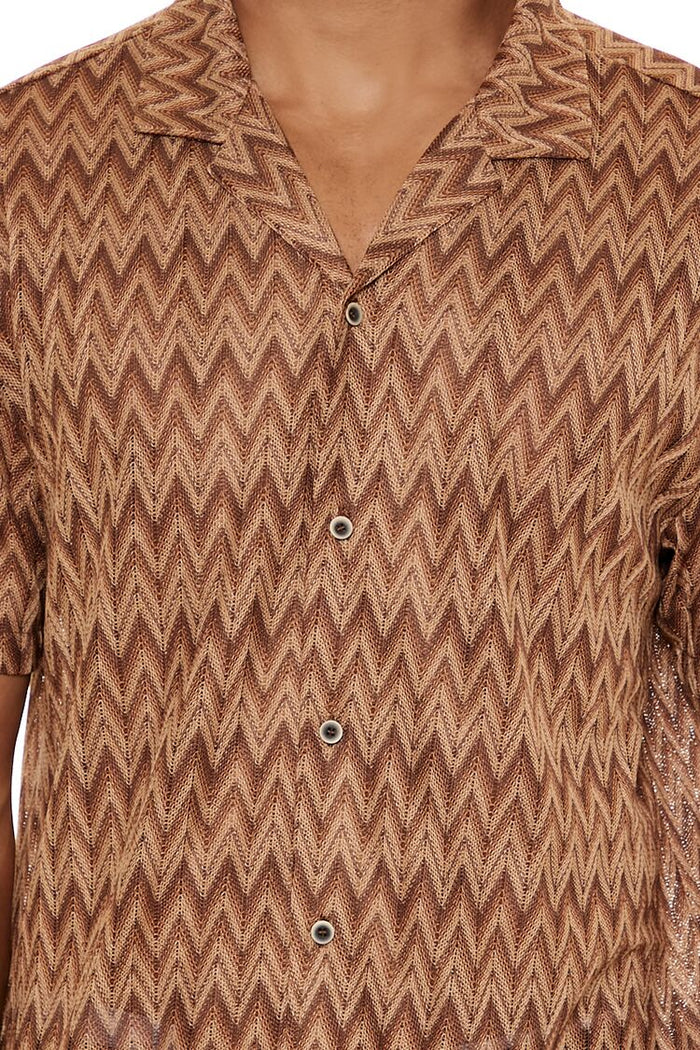 Chevron Textured Button-Front Shirt