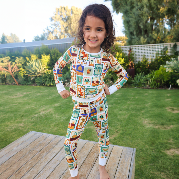 Children's PJ Set Animal Stamps