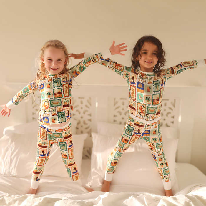 Children's PJ Set Animal Stamps