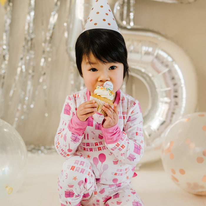 Children's PJ Set Birthday Pink