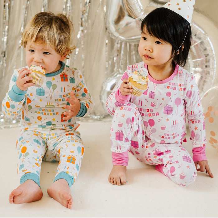 Children's PJ Set Birthday Pink