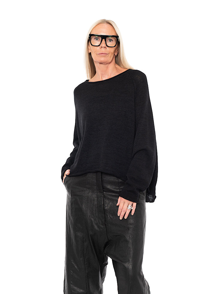 CL RELAXED LINEN-BLEND KNIT PULLOVER