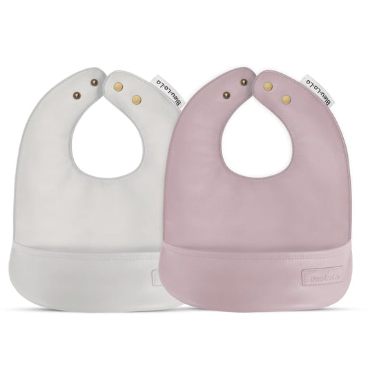 Baby Classic - Set of Soft Vegan Leather Easy Clean Bibs 0-12 Months Bleu La La