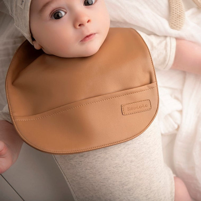 Baby Classic - Set of Soft Vegan Leather Easy Clean Bibs 0-12 Months Bleu La La