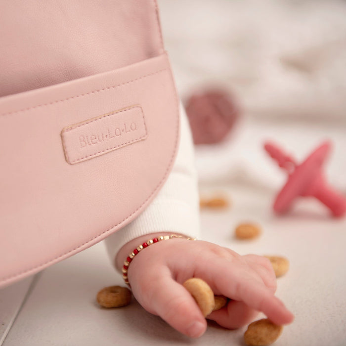 Baby Classic - Set of Soft Vegan Leather Easy Clean Bibs 0-12 Months Bleu La La