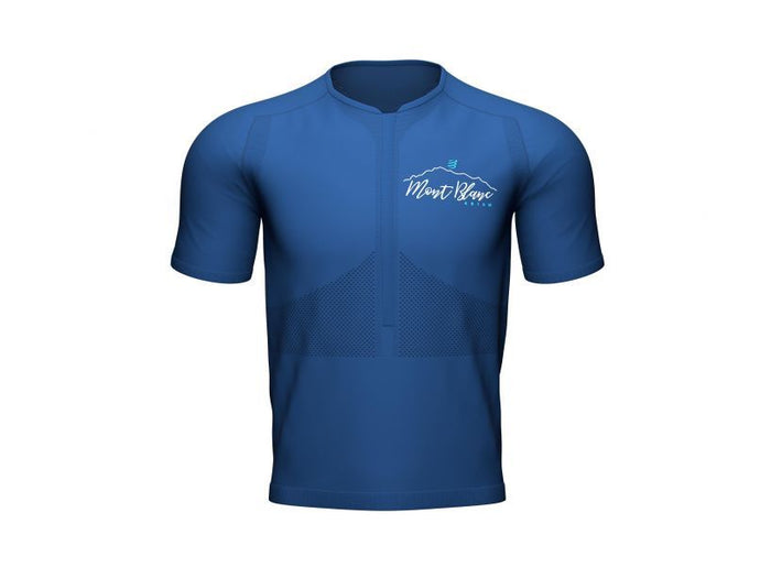Compessport Men's Trail Half-Zip Fitted SS Top - Mont Blanc 2022-BLUE