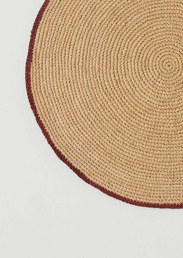 Contrast Edge Raffia Placemat | Natural/Rooibos