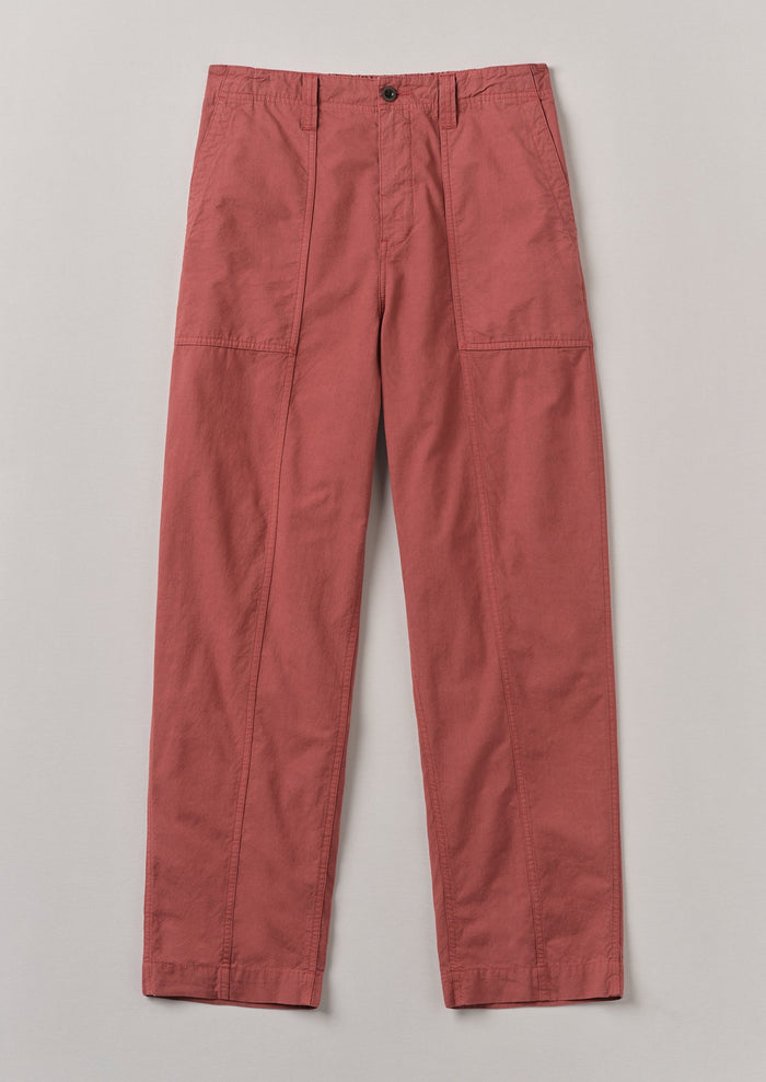 Cotton Linen Workwear Trousers | Red Brick