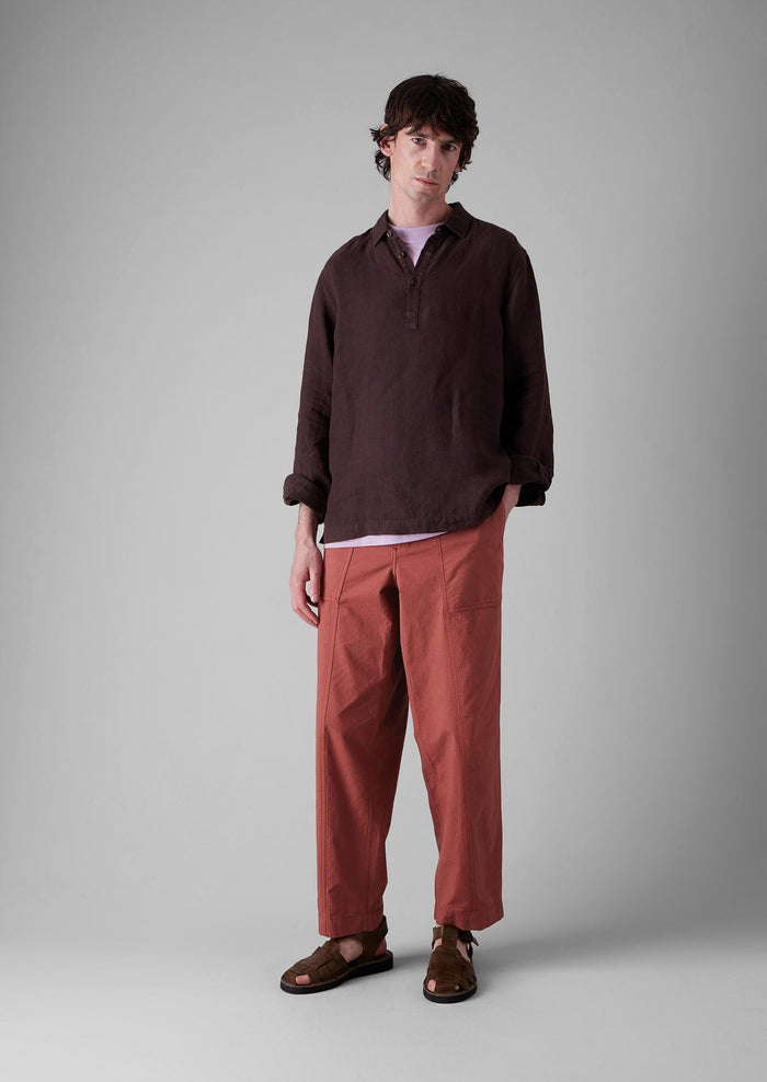 Cotton Linen Workwear Trousers | Red Brick