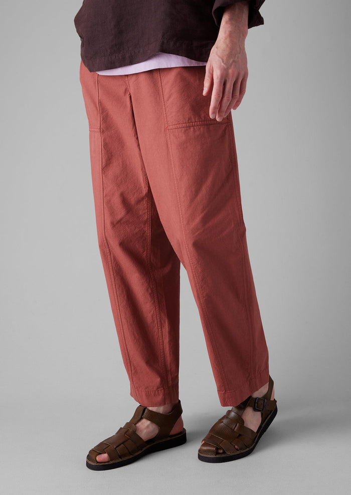 Cotton Linen Workwear Trousers | Red Brick