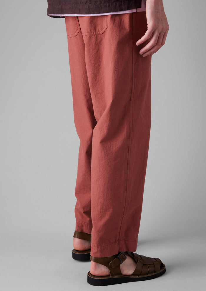 Cotton Linen Workwear Trousers | Red Brick