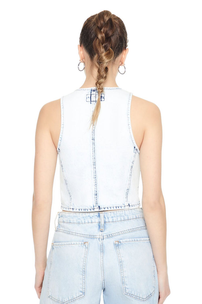 Cropped Bleach Wash Vest