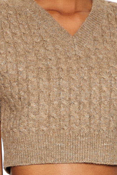 Cropped Cable Knit Sweater Vest