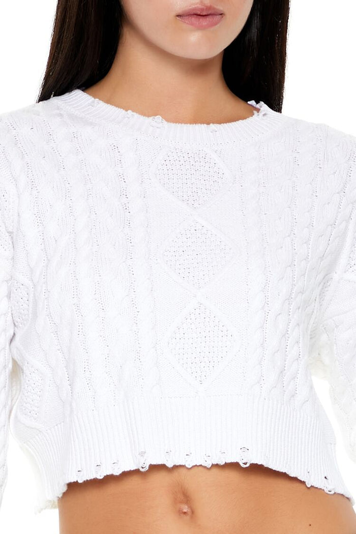 Cropped Cable Knit Sweater