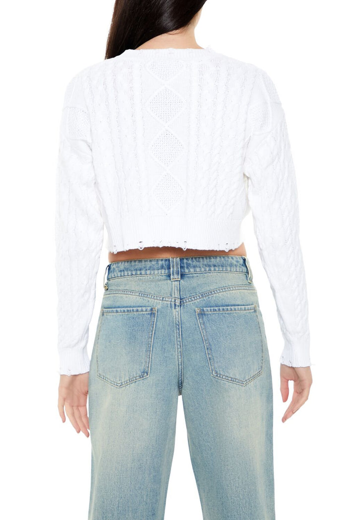 Cropped Cable Knit Sweater