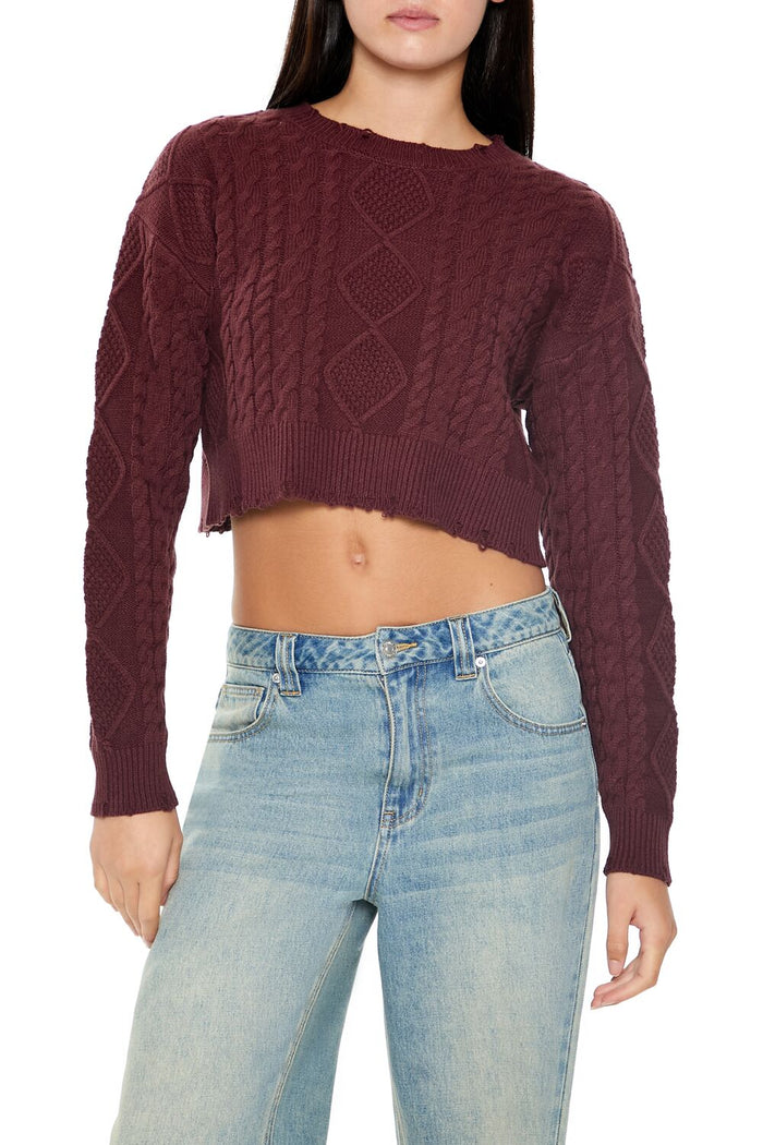 Cropped Cable Knit Sweater