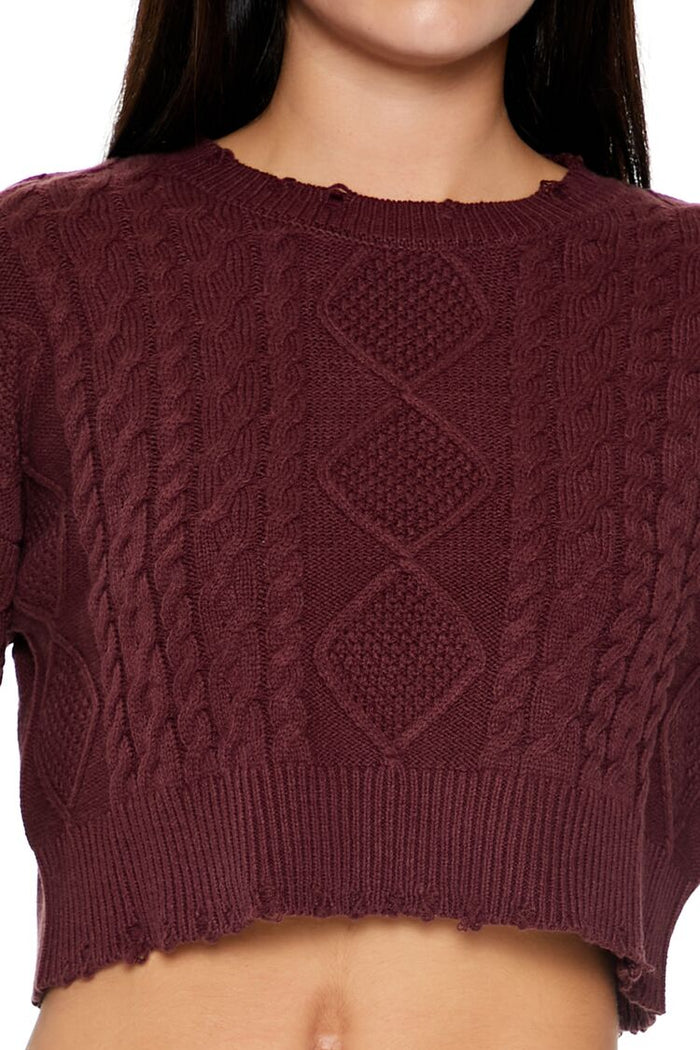 Cropped Cable Knit Sweater