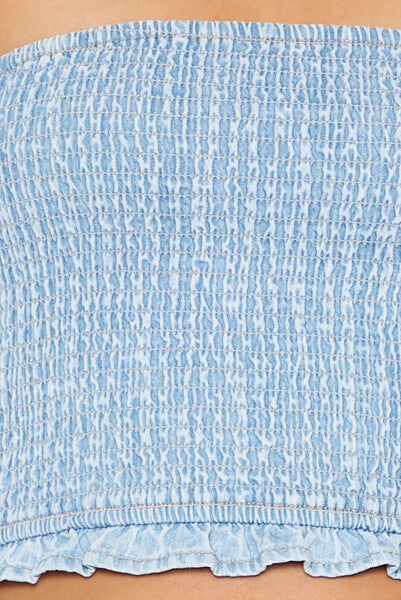 Cropped Chambray Tube Top