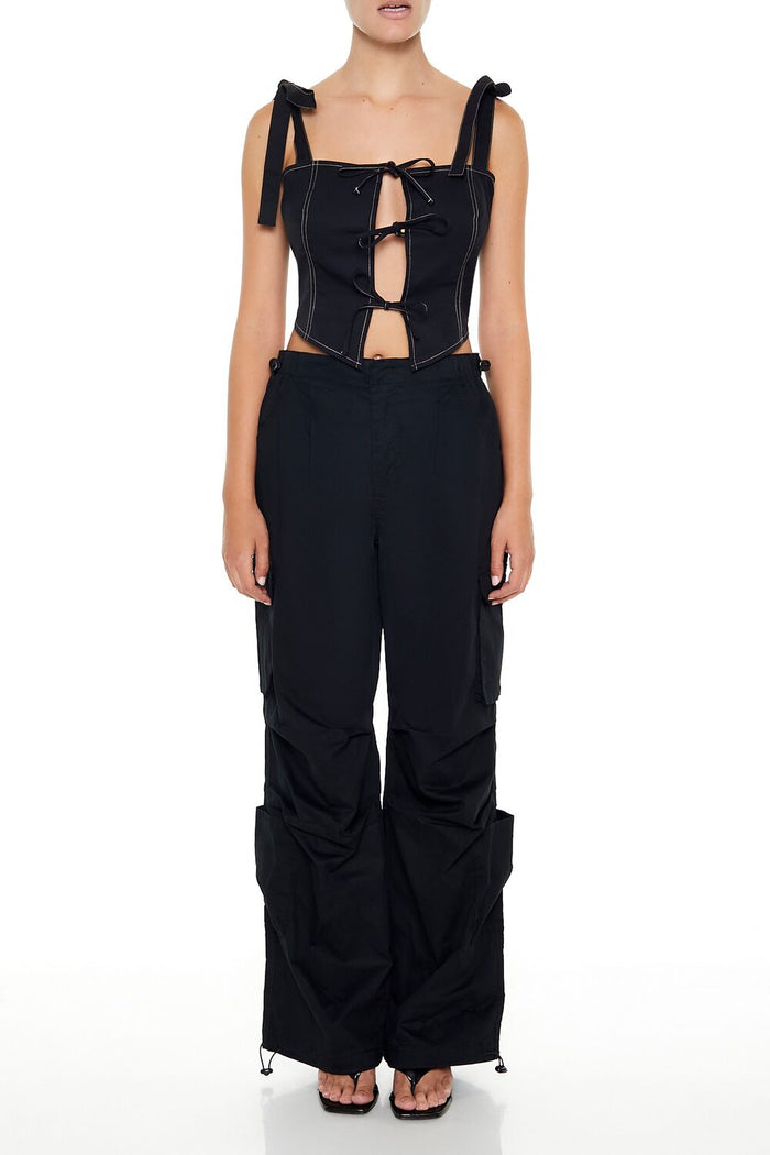 Cropped Cutout Bow Bustier Top