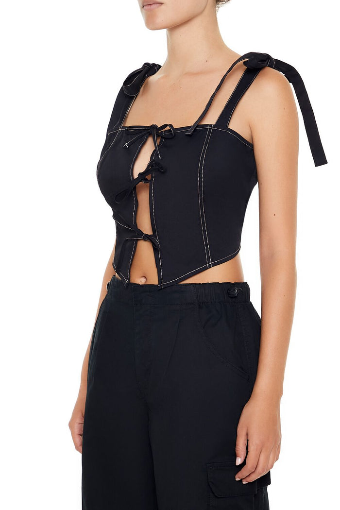 Cropped Cutout Bow Bustier Top