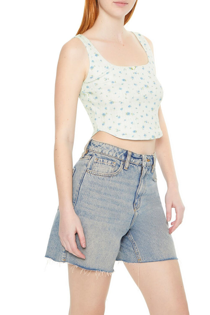 Cropped Floral Print Tank Top