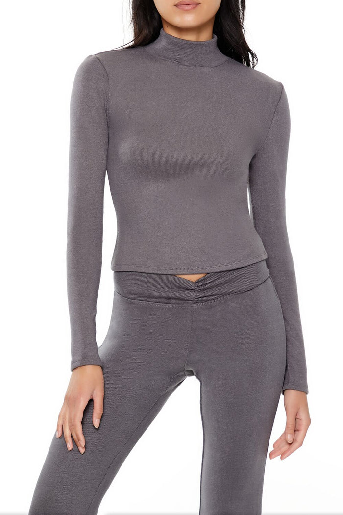 Cropped Mock Neck Top