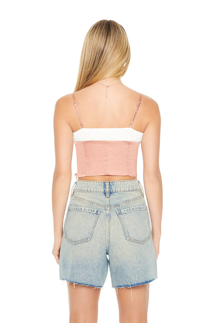 Cropped Satin Colorblock Cami