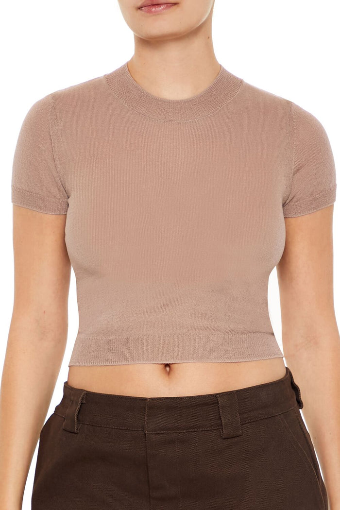 Cropped Sweater-Knit Tee