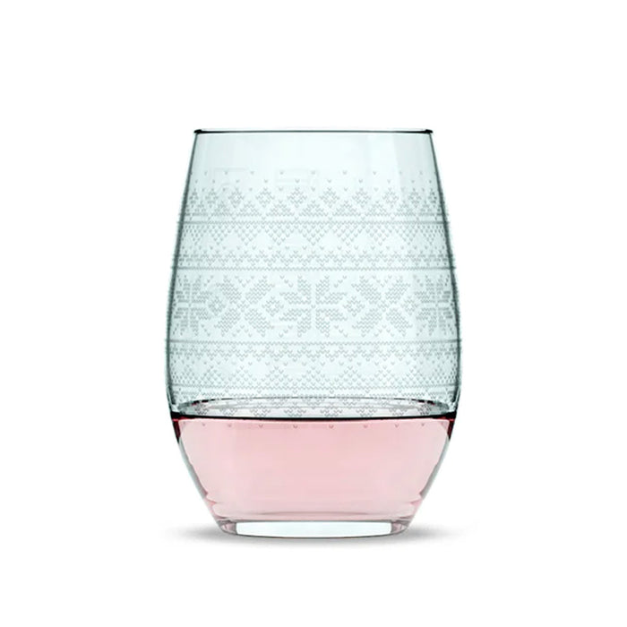 Cross Sweater Stemless Wine Glass - Set of 2