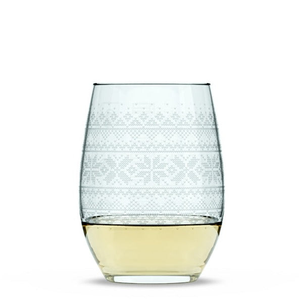 Cross Sweater Stemless Wine Glass - Set of 2